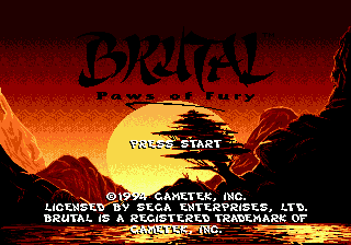 Brutal - Paws of Fury Title Screen